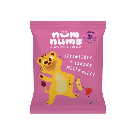 Pufuleti cu capsuni si banana Bio, 20g, Num Nums