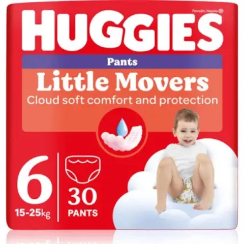 Scutece chilotel Little Movers Marimea 6 pentru 15-25 kg, 30 bucati, Huggies