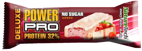 Baton energizant Strawberry Cheesecake Power Pro Deluxe, 80g, Nature Tech