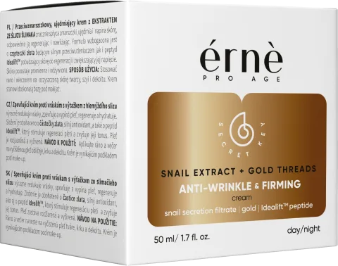 Crema tonifianta zi/noapte de fata antirid cu Mucus de melc si particule aur 24K, 50ml, Erne
