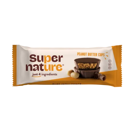 Cupe de ciocolata cu unt de arahide Bio, 40g, Super Nature