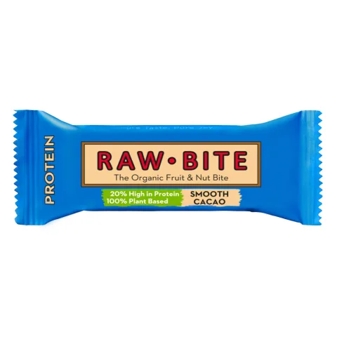 Baton fara gluten si fara zahar cu cacao fina bio Smooth Cacao, 45g, Raw Bite