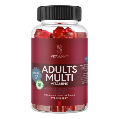 Multivitamine pentru adulti cu aroma de capsuni, 60 jeleuri, Vitayummy