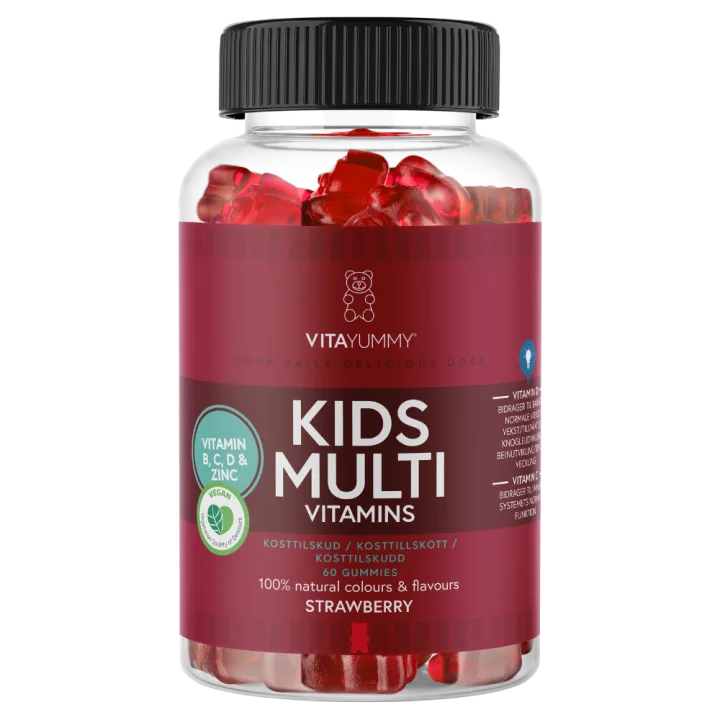 Multivitamine Kids cu aroma de capsuni, 60 jeleuri, Vitayummy