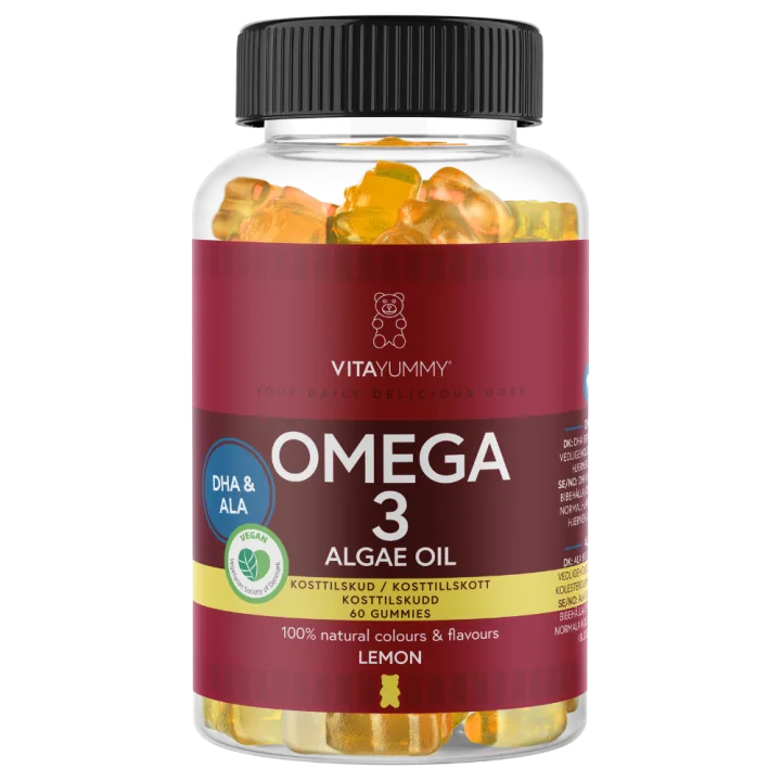 Omega 3 ursuleti gumati vegani cu aroma de lamaie, 60 jeluri, Vitayummy