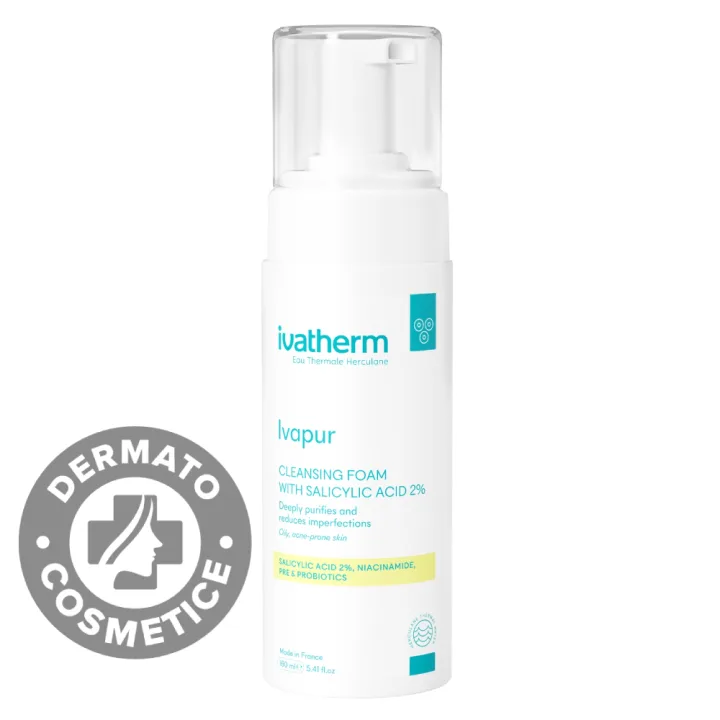 Spuma de curatare cu Acid Salicilic 2% Ivapur, 160ml, Ivatherm