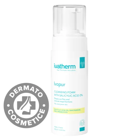 Spuma de curatare cu Acid Salicilic 2% Ivapur, 160ml, Ivatherm