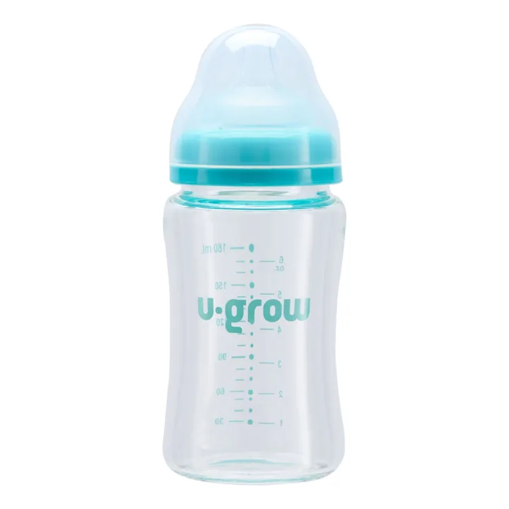Pachet Biberon de sticla 180ml + Tentine 2 bucati, U-Grow