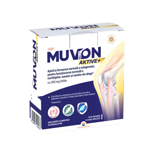 Supliment alimentar pentru articulatii Muvon Aktive Plus, 10 fiole, Sun Wave Pharma