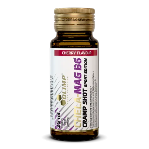 Magneziu lichid cu vitamina B6 Chela-Mag B6 Shot cu aroma de cirese, 25ml, Olimp Sport Nutrition