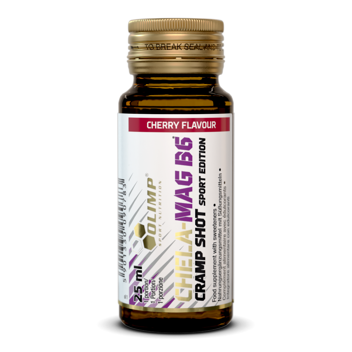 Magneziu lichid cu vitamina B6 Chela-Mag B6 Shot cu aroma de cirese, 25ml, Olimp Sport Nutrition