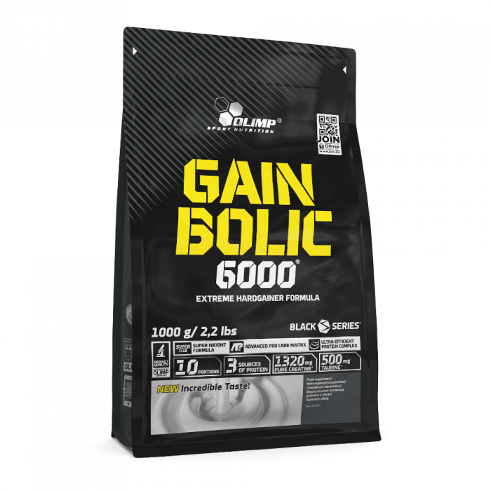 Gainer pudra proteica proteine din zer Gain Bolic 6000 Ciocolata, 1kg, Olimp Sport Nutrition
