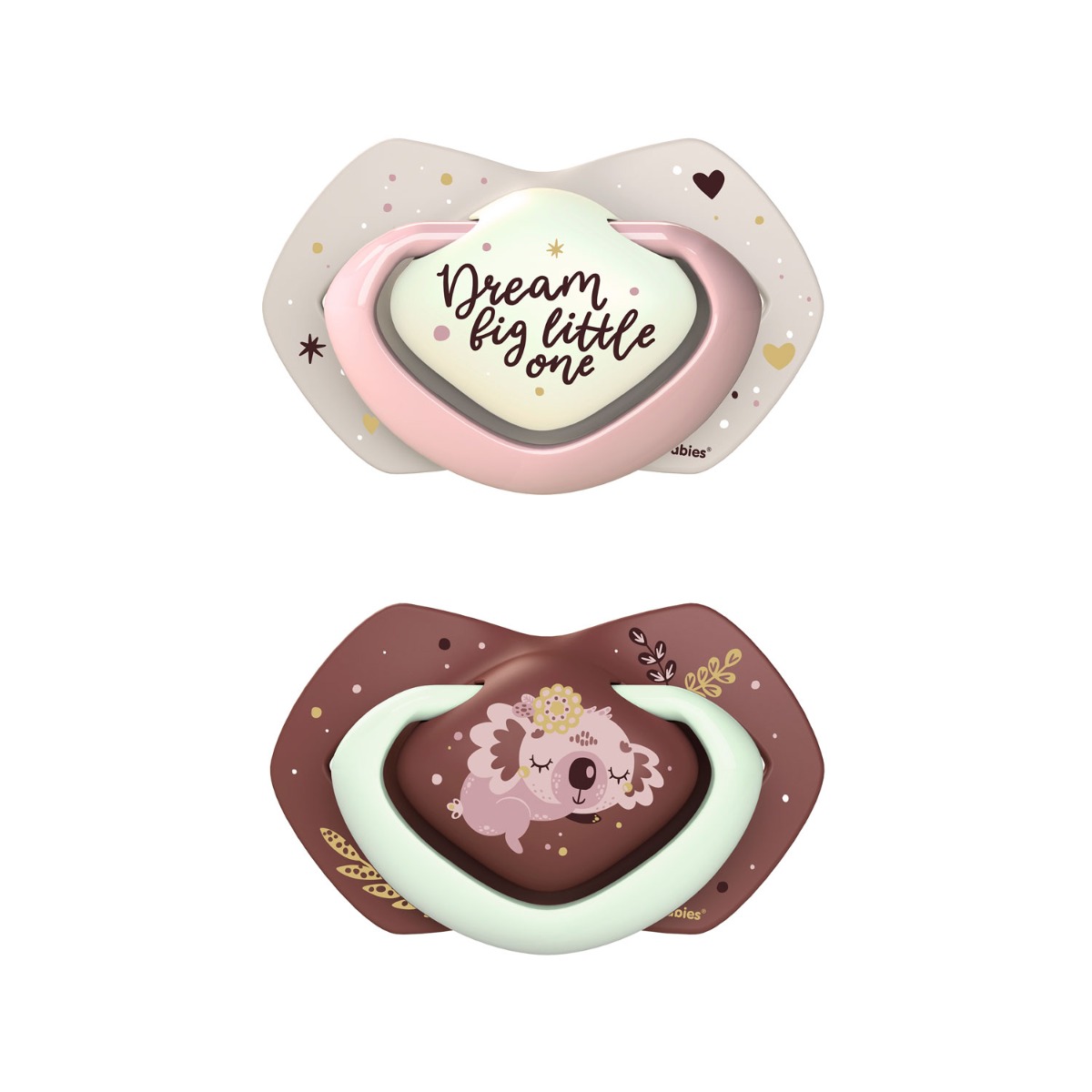 Suzeta simetrica fosforescenta din silicon 22/660 Pin Sleepy Koala 18 luni+, 2 bucati, Canpol babies