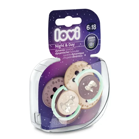 Set suzete din silicon pentru 6 - 18 luni Dynamic Night & Day 22/915GIRL, 2 bucati, LOVI