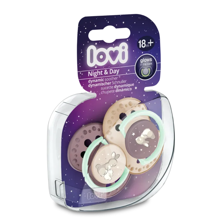 Set suzete din silicon pentru +18 luni Dynamic Night&Day 22/916GIRL, 2 bucati, LOVI