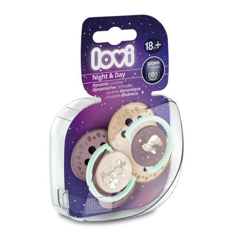 Set suzete din silicon pentru +18 luni Dynamic Night&Day 22/916GIRL, 2 bucati, LOVI