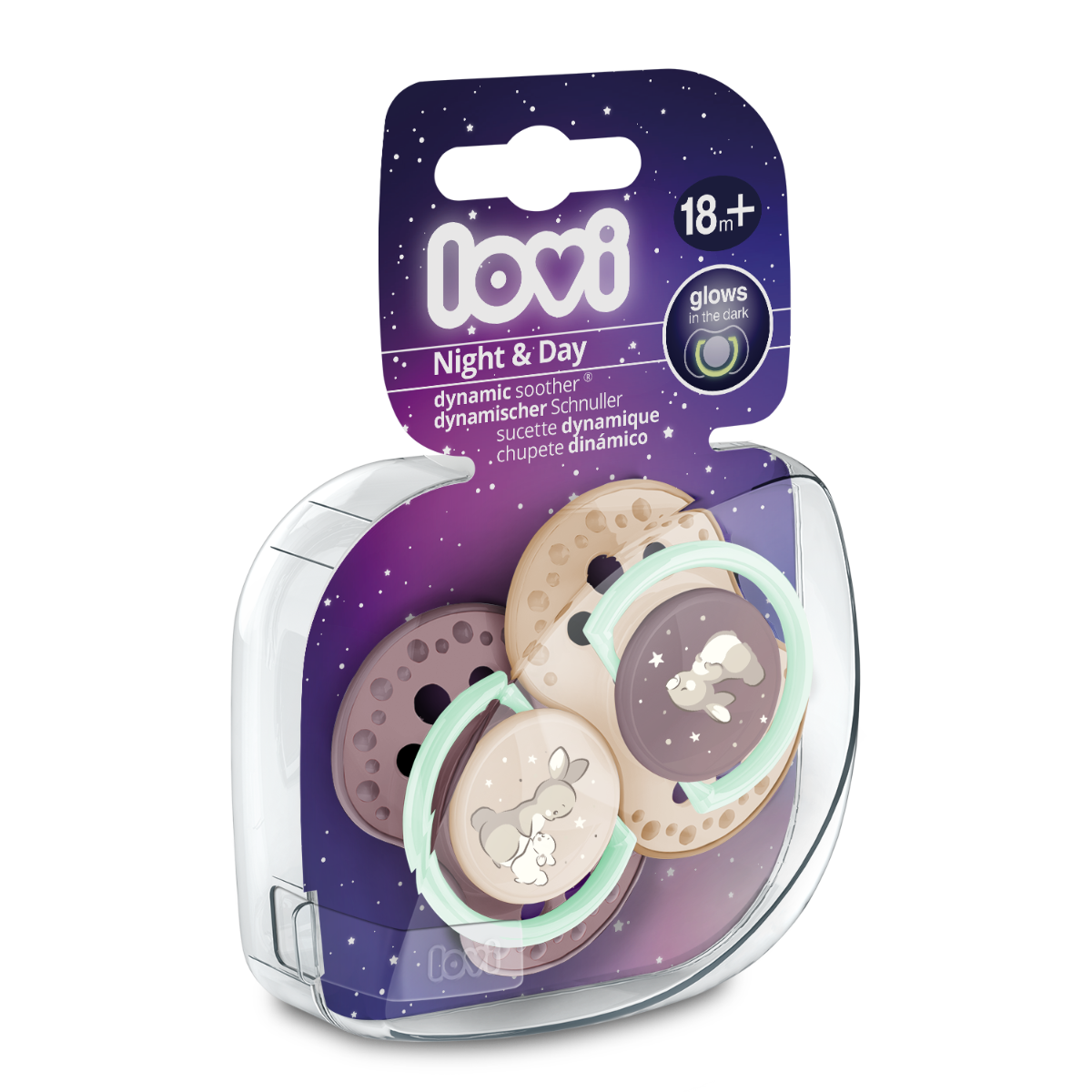 Set suzete din silicon pentru +18 luni Dynamic Night&Day 22/916GIRL, 2 bucati, LOVI