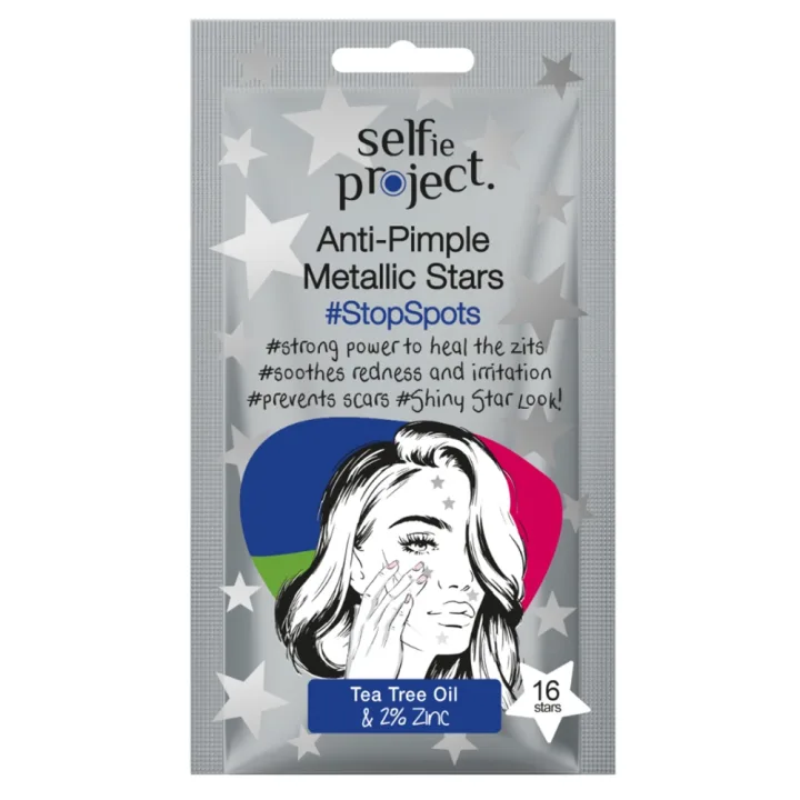 Plasturi impotriva cosurilor Anti-Pimple Metallic Stars Tea Tree Oil, 16 bucati, Selfie Project