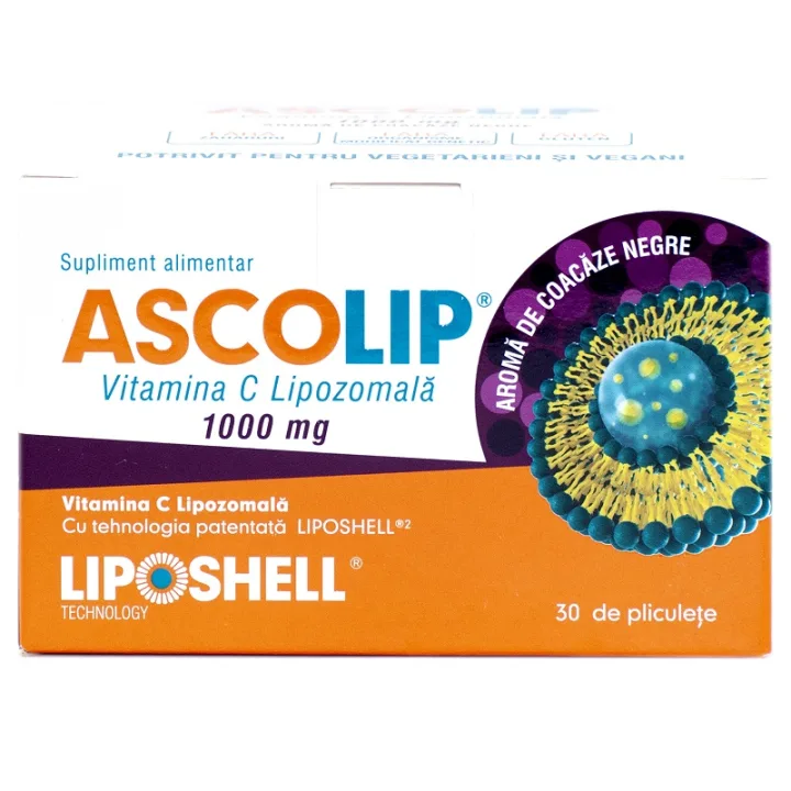 Vitamina C Lipozomala cu aroma de coacaze 1000 mg, 30 plicuri, Liposhell