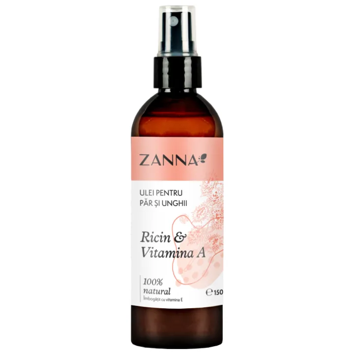 Ulei pentru par si unghii cu ricin si vitamina A, 150ml, Zanna