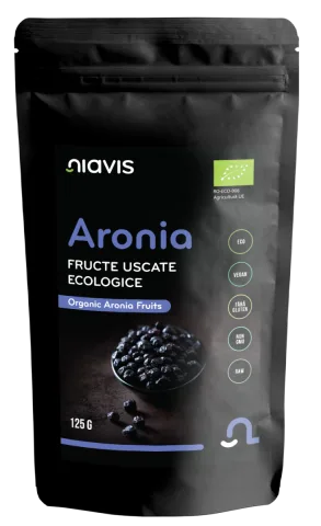 Fructe uscate raw ecologice Aronia, 125g, Niavis