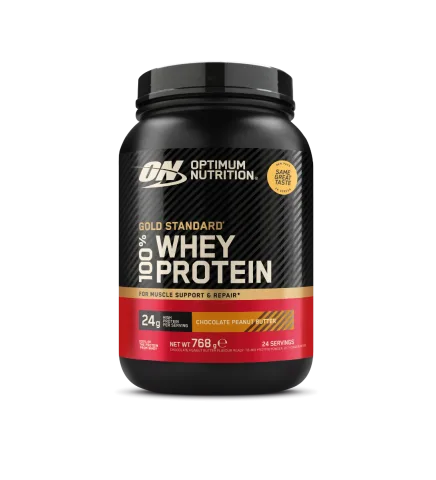 Pudra proteica proteine din zer 100% Whey Gold Standard Unt Arahide cu Ciocolata 768g, Optimum Nutrition