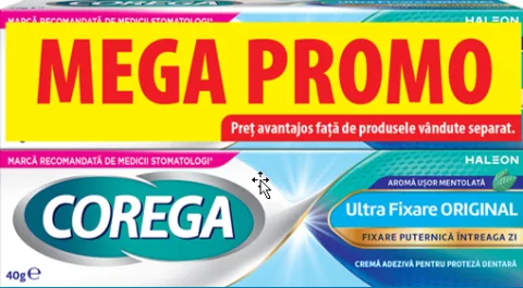 Pachet Crema adeziva pentru proteza ultra fixare Original Corega, 2 x 40g, Haleon