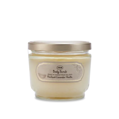 Exfoliant pentru corp Patchouli Lavander Vanilla, 600g, Sabon