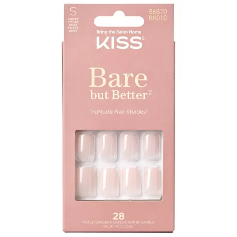 Unghii false Bare but Better Nudies Short Squoval, 28 bucati, Kiss