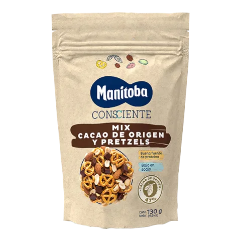 Amestec arahide migdale cacao si covrigei, 130g, Manitoba