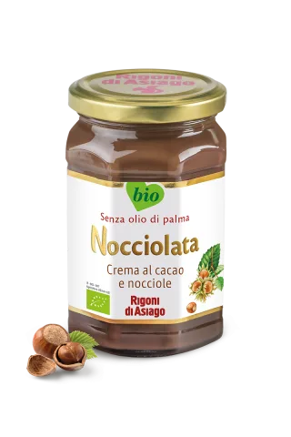 Crema bio cu alune si cacao de alune de padure cu lapte Nocciolata, 250g, Rigoni di Asiago