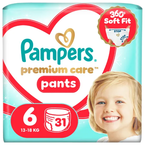 Scutece Premium Care Pants Nr.6 13-19 kg, 31 bucati, Pampers