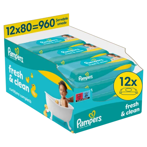 Servetele umede Fresh Clean, 960 bucati, Pampers