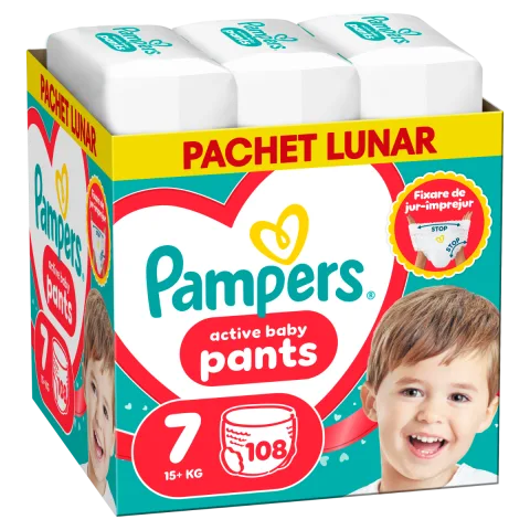 Scutece-chilotel Pants XXL Box Marimea 7 pentru 15+ kg, 108 bucati, Pampers
