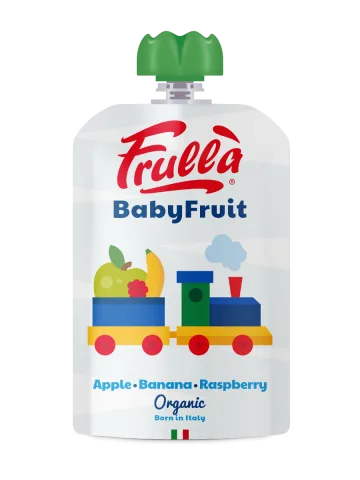Piure pentru copii din mar banana si zmeura Baby Fruit Bio, 100g, Frulla