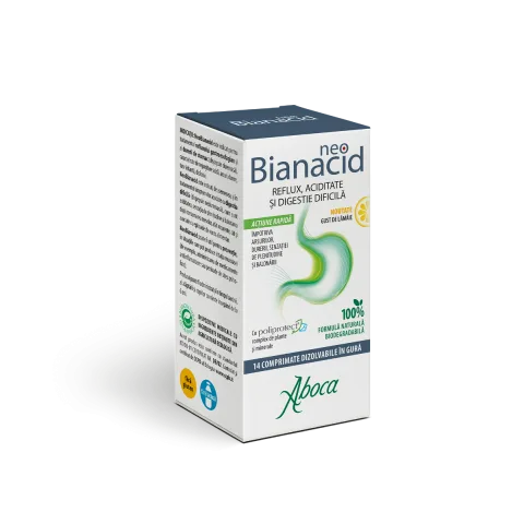 NeoBianacid pentru aciditate si reflux cu gust de lamaie, 14 comprimate, Aboca