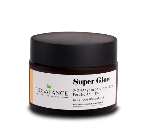 Crema gel hidratanta cu 3-O-Ethyl Acid Ascorbic 5% si Acid Ferulic 1% Super Glow, 50ml, Bio Balance