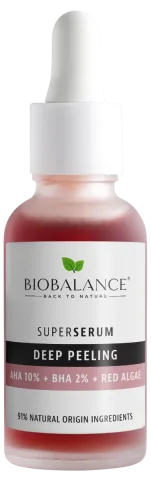 Super Serum Exfoliere Profunda cu AHA 10% + BHA 2% + Extract de Alge Rosii, 30ml, Bio Balance