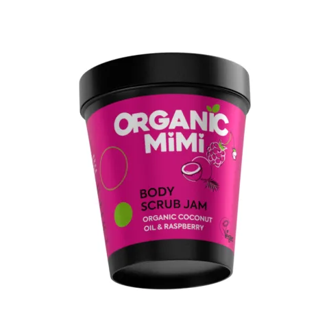 Scrub de corp tip gem cu aroma de cocos si zmeura, 250g, Organic Mimi