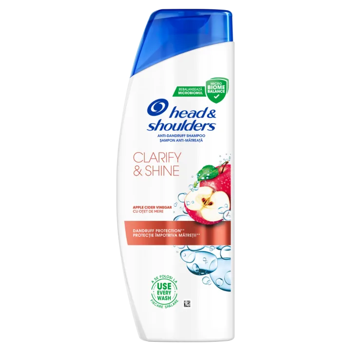 Sampon anti-matreata cu Otet de Mere Clarify & Shine, 400ml, Head&Shoulders