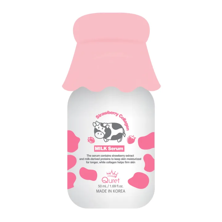 Ser facial cu lapte si colagen & capsuni, 50ml, Quret