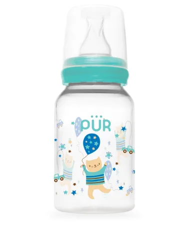 Biberon cu desen verde 0-3 luni, 125ml, PUR