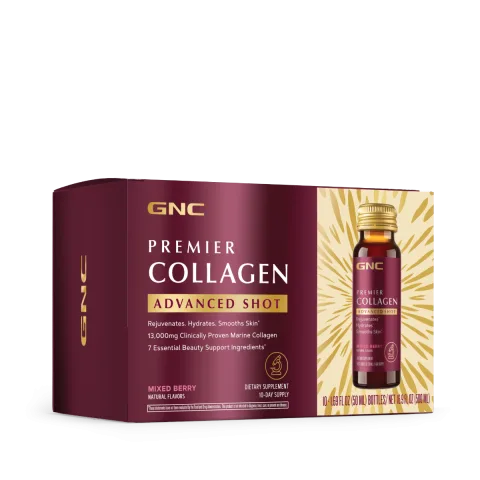 Formula premium de peptide de colagen hidrolizat marin lichid cu aroma de fructe de padure Premier Collagen, 10 shoturi x 50ml, GNC