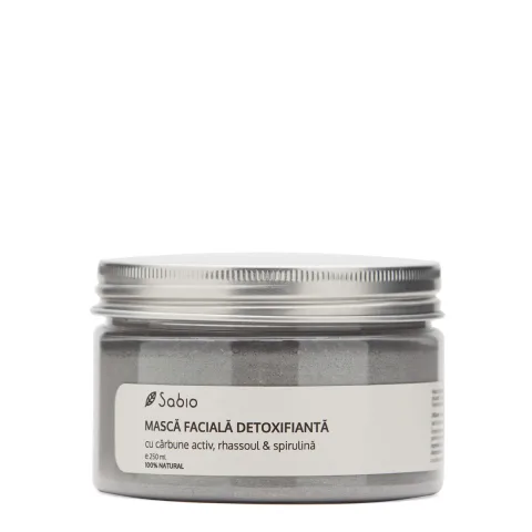 Masca faciala detoxifianta carbune activ rhassoul si spirulina, 250ml, Sabio