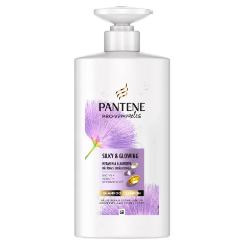 Sampon pentru par uscat tratat sau decolorat Silky & Glowing, 500ml, Pantene