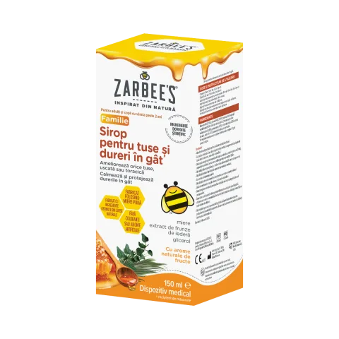 Sirop pentru tuse si dureri in gat, 150ml, Zarbee's