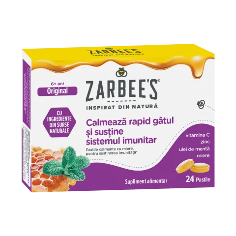 Pastile calmante cu miere pentru sustinerea imunitatii, 24 pastile, Zarbee's