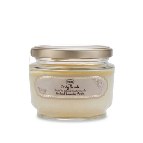 Exfoliant de corp Patchouli Lavender Vanilla, 320g, Sabon