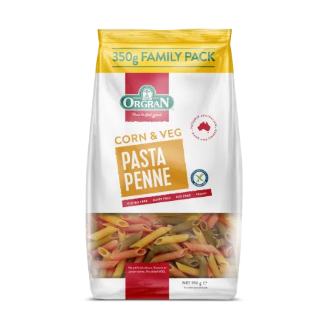 Paste penne din porumb si legume, 350g, Orgran
