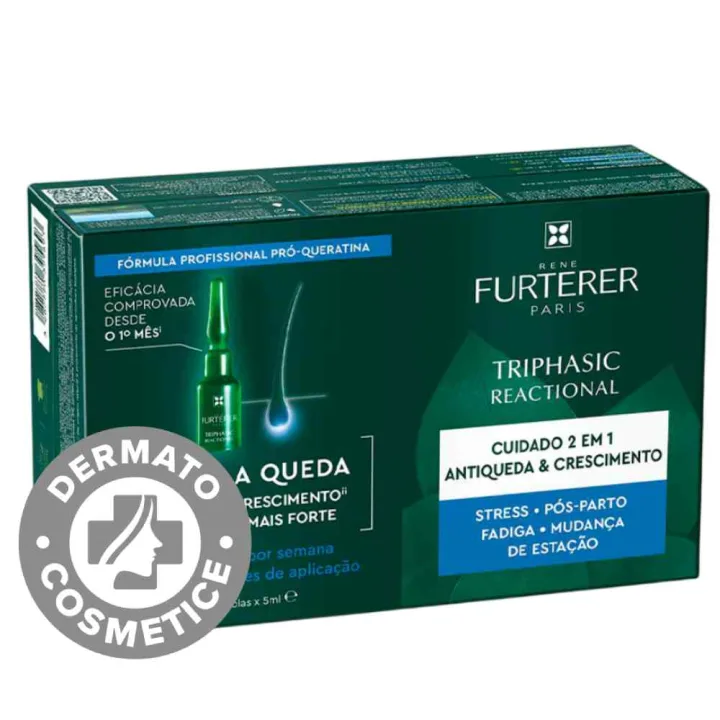 Tratament impotriva caderii parului Triphasic Reactional, 12 fiole x 5ml, Rene Furterer